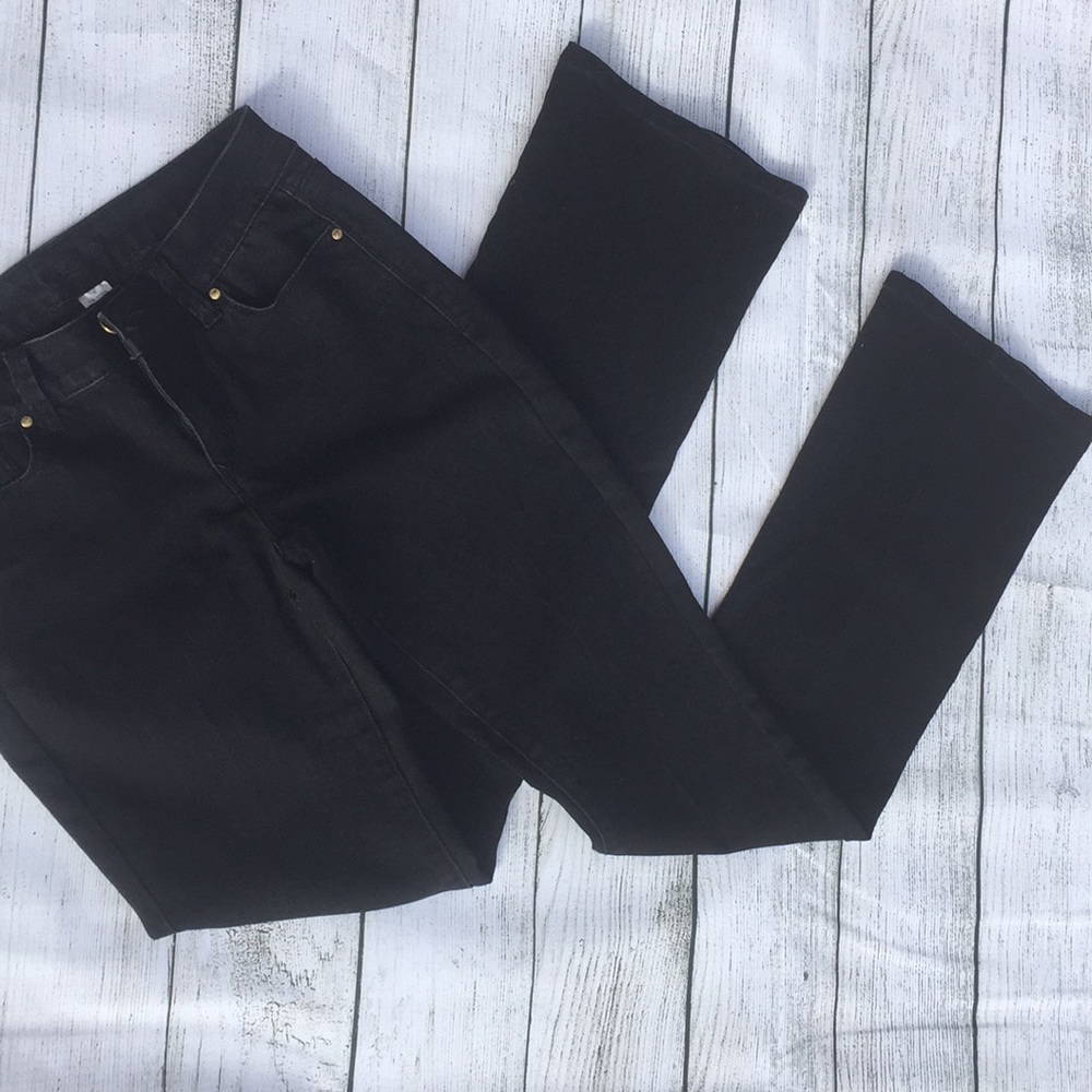 Black Caché stretchy boot cut jeans